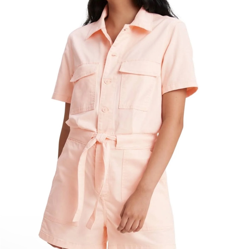Levi’s Women’s Soft Surplus Light Pink Utility Tie Waist Romper Sz XL Beach NWT